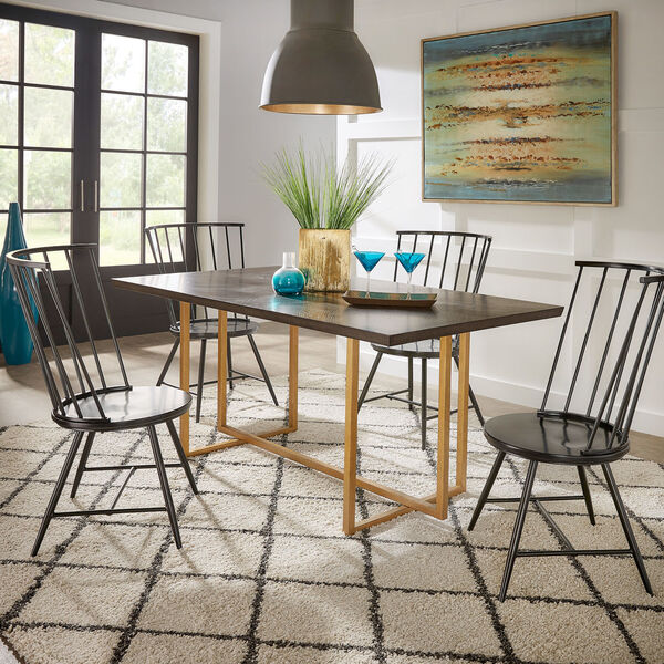Montgomery Charcoal Brown and Gold Rectangular Dining Table, image 6